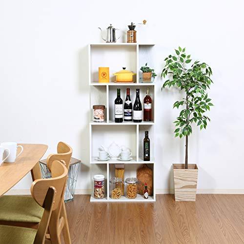 不二貿易 オープンラック シェルフ 4段 幅59×奥行24×高さ141cm ホワイトウォッシュ ディスプレイラック S型 組立商品 98715 |  | 01