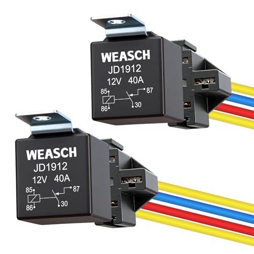 Weasch カーリレー JD1912 12V 40A SPST 4ピン 2個パック | 