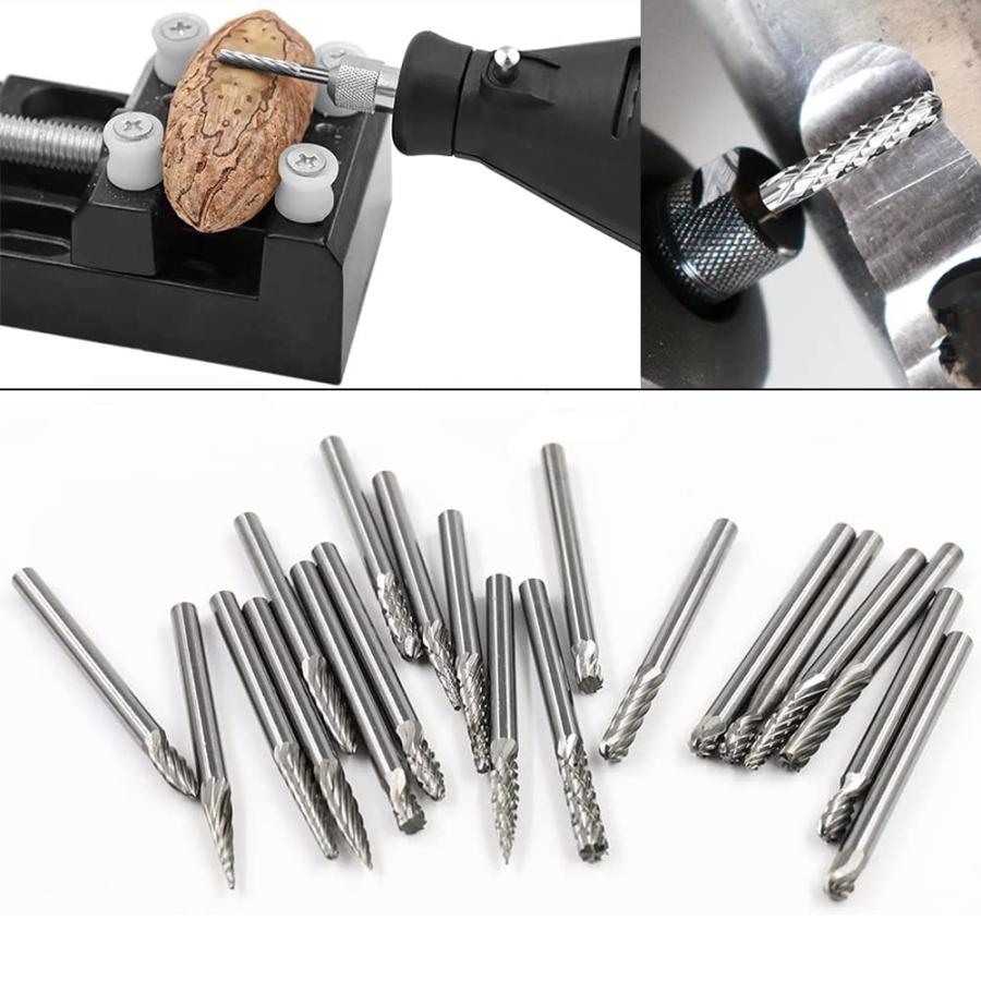 Kimlonton 20本セットロータリーバー 超硬刃リューター ビット シャンク径約3mm 刃幅約3mm タングステン鋼でゴリゴリ削れる超硬バ |  | 07