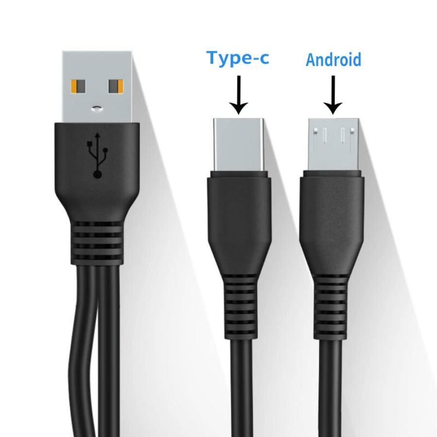 YFFSFDC USB 2.0 二股ケーブル USB 2.0 Aオスto USBタイプCオス& マイクロUSBオスY字2分岐ケーブル USB & |  | 03