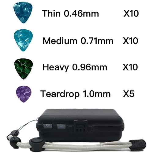 ギターピックホルダー 35枚セルロイドギターピック 4 サイズ 4 厚さ 9グリッドケースケース ギター用のピック収納ボックス 携帯便利 調節可 |  | 01