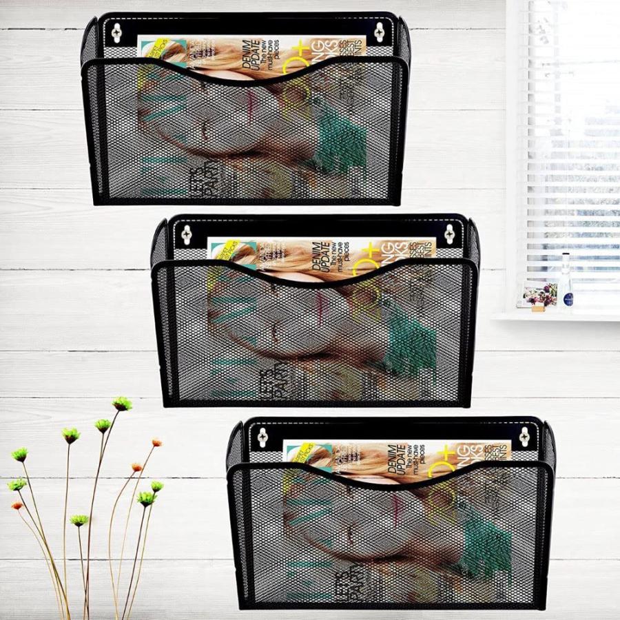 壁掛け書類ラック ベーシック ファイルホルダー 壁掛け メッシュ 三つセット 銀色 |  | 02