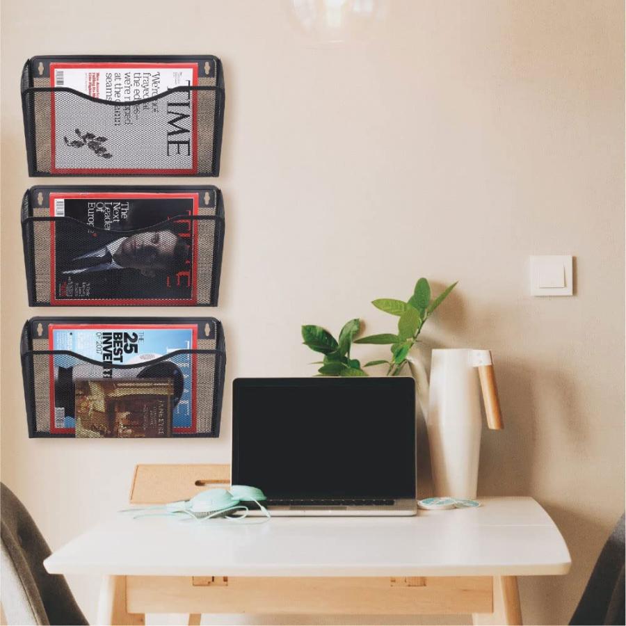 壁掛け書類ラック ベーシック ファイルホルダー 壁掛け メッシュ 三つセット 銀色 |  | 03