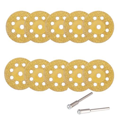 10個 丸穴ミニダイヤモンドカッター 回転式 直径22mm+軸 2本 ダイヤモンドビットブレードセット 研磨カッター ミニルーター/ルーター用 | 