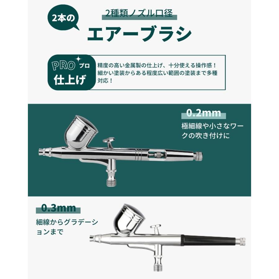 urlife HPCube 2色 エアブラシ コンプレッサー 2本 セット