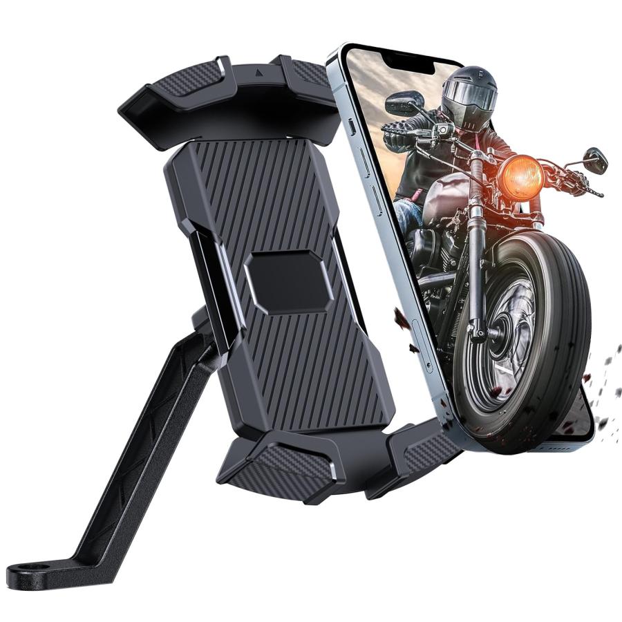 ANKDELL バイク スマホホルダー 2024新登場原付 スマホホルダー ミラーマウント付き 片手操作 固定 脱落防止 360度回転 角度調整 | 