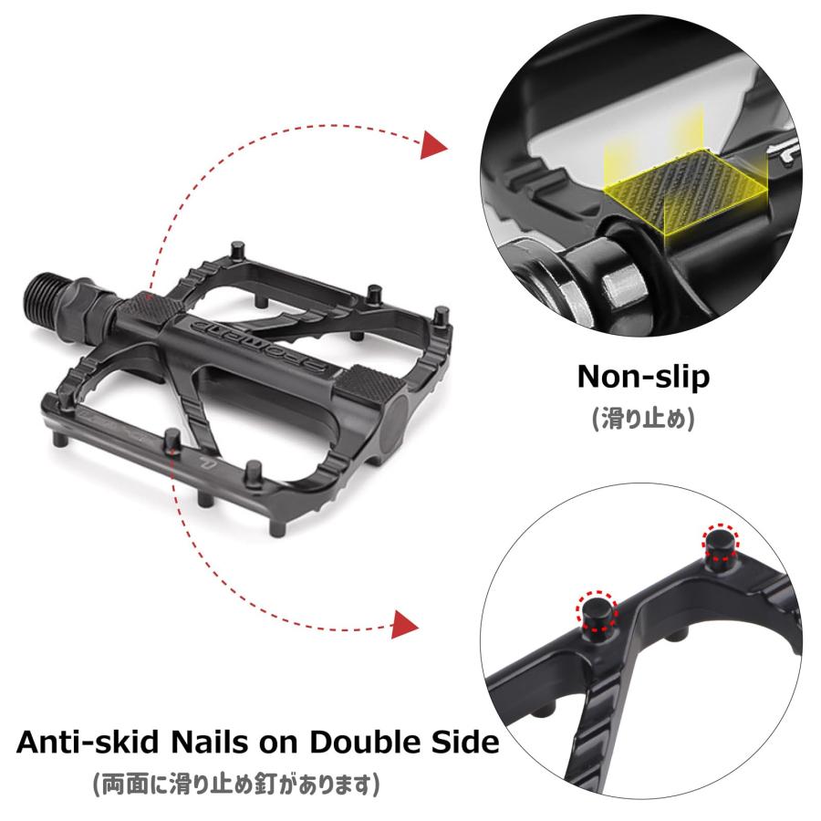 Azarxis 自転車 ペダル アルミ合金 軽量 頑丈 滑り止め 左右セット DU ベアリング 取り付け簡単 クロスバイク MTB ロードバイク |  | 02