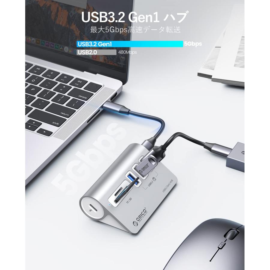 ORICO USBハブ USB3.0 5Gbps高速転送 MicroSD/SDカード スロット