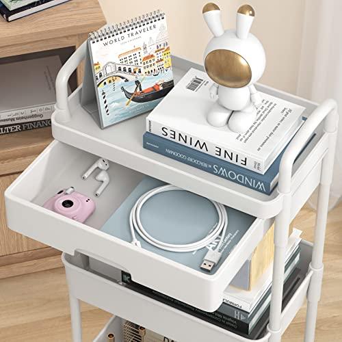 UDEAR 3層 プラスチック ローリング キッチンラック 引き出し付き モバイル ユーティリティ カート ハンドル付き 貯蔵 トロリー リビン |  | 01