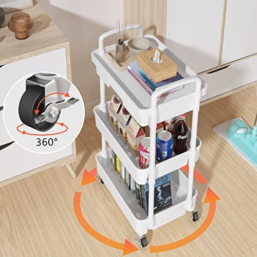 UDEAR 3層 プラスチック ローリング キッチンラック 引き出し付き モバイル ユーティリティ カート ハンドル付き 貯蔵 トロリー リビン |  | 04