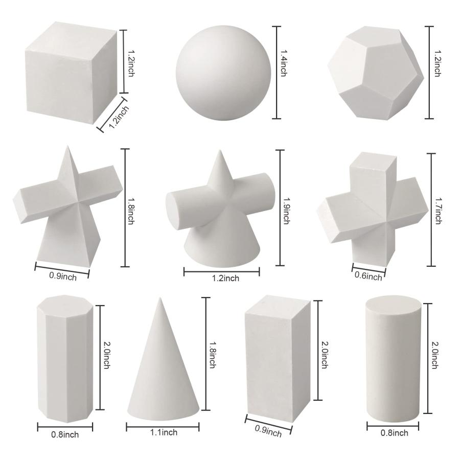 10個セット デッサン 模型 図形 モデル 幾何学 ミニ 樹脂模型 スケッチ 練習 素描 学習 描画 ツール 美術用品 学校 家庭用 置物 装飾 |  | 06