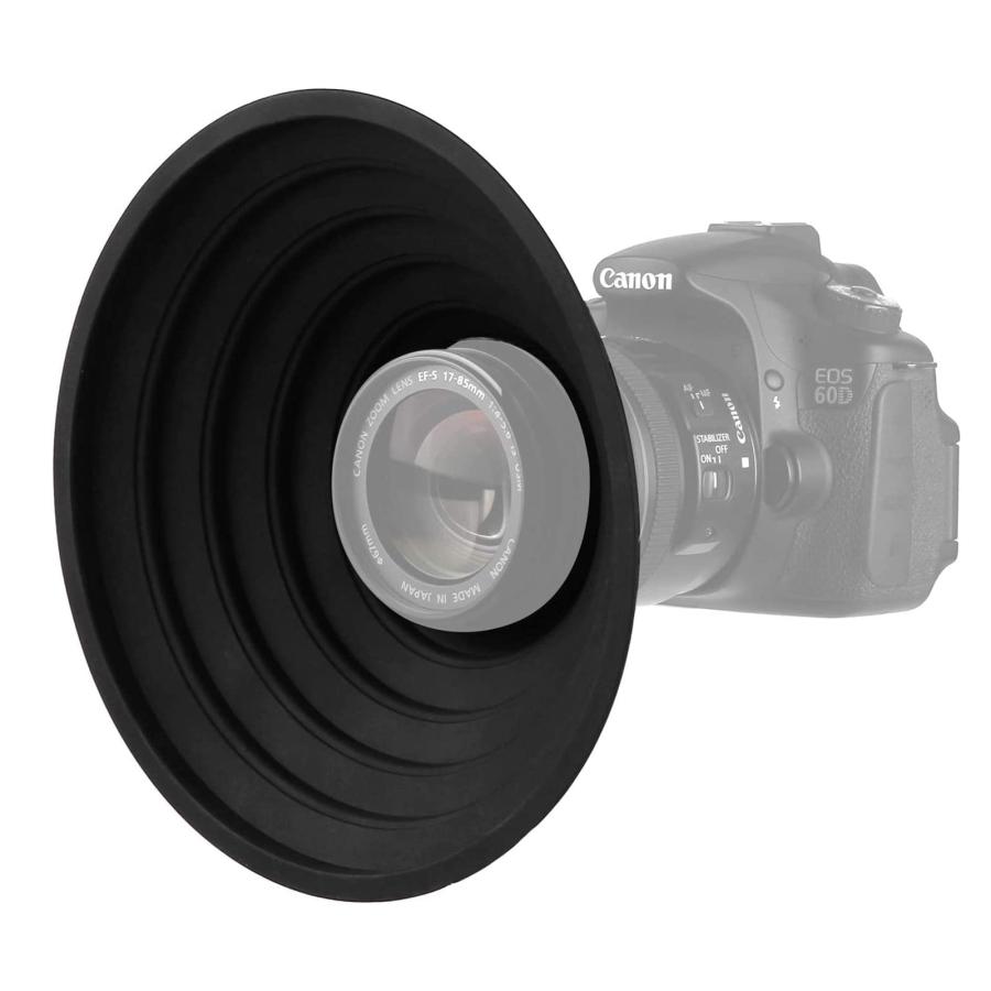 レンズフード 夜景撮影 レンズ ガラス越し撮影 窓ガラスの映り込み防止 反射防止 簡単装着 シリコンレンズ 一眼レフカメラ用 動画撮影 柔軟性 | 