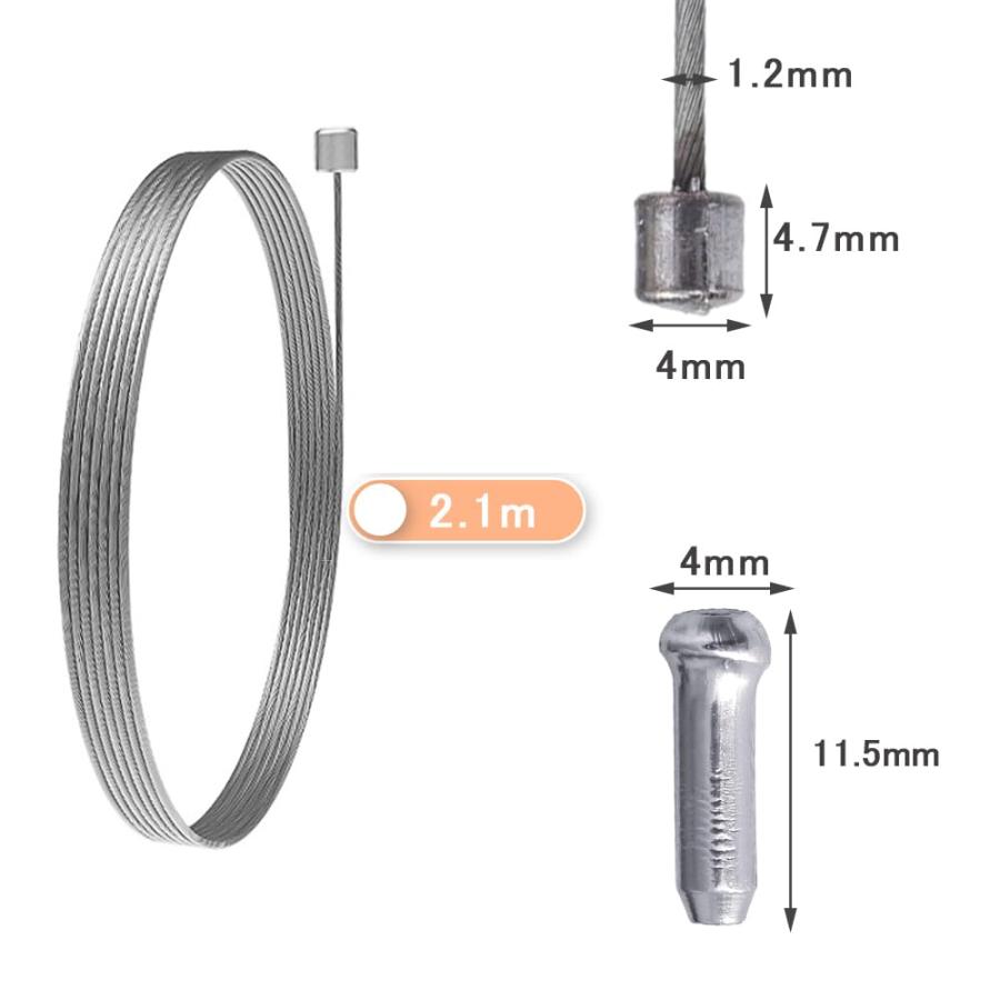 KALOLINNA 自転車のブレーキ線 2.1m 6個 ケーブル ステンレス製 10個付 自転車交換用 芯線マウンテン 自転車用シフトワイヤー |  | 01