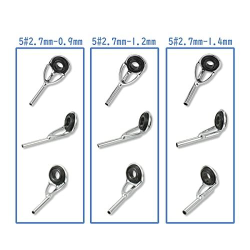 トップガイド ロッドガイド ステンレス 釣り竿 穂先 修理 15点セット リング内径2.7mm - パイプ内径0.9/1.2/1.4mm |  | 02