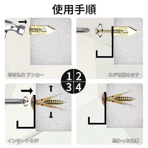aninako 石膏ボード アンカー 50セット ボードアンカー ネジキット 石こうボード壁用アンカー ネジ付き 打込みアンカー 12*30mm |  | 03