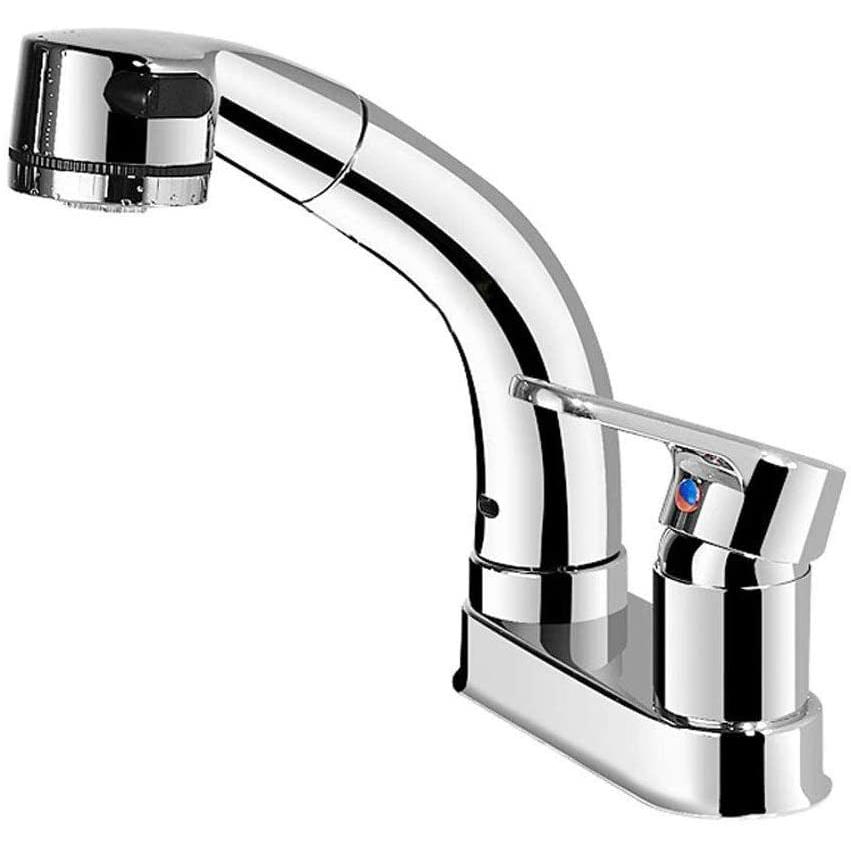 Hefo 洗面台蛇口 混合水栓 シングルレバー ホース引き出し式 泡沫、シャワーが切り替え 360°回転 吐水口昇降 台付き2穴 日本語取扱説明 | 