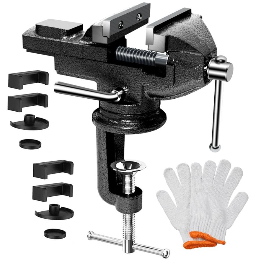 Vtuesxn 万力 卓上 回転式 バイス 口幅約70mm 最大開口約75mm 小型卓上