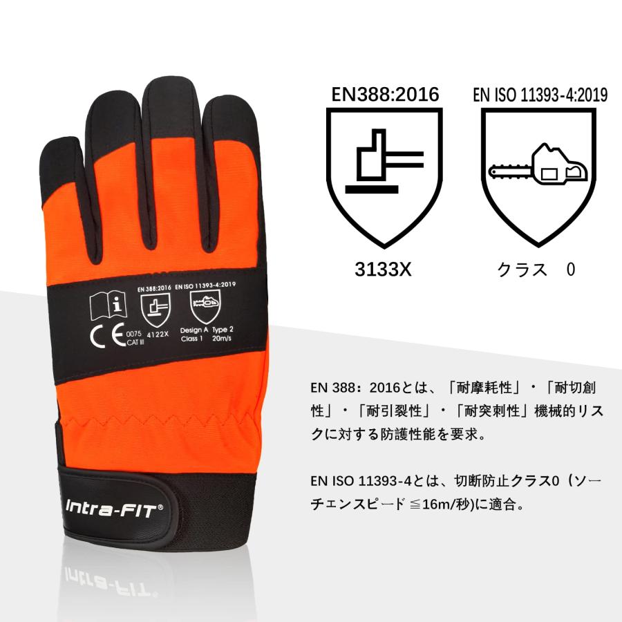 Intra-FIT チェーンソー用手袋 左手背面保護、耐切創手袋 EN ISO