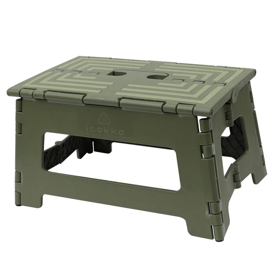 超強力 踏み台 折りたたみ ステップ スツール 脚立 椅子 子供 大人 カーキ M高さ22cm | 
