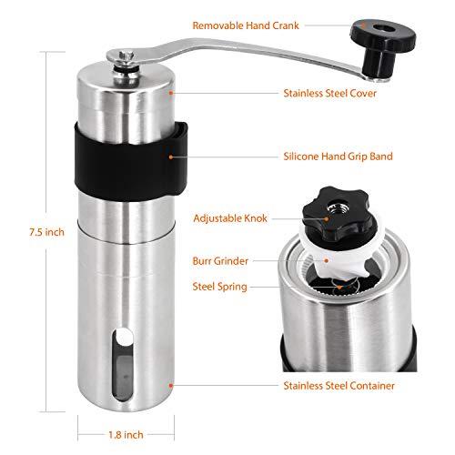 Winwintech 新しいより大きな容量30グラムミニ手動コーヒーミルグラインダーステンレス鋼コーヒー豆ハンドクランクポータブルミルで滑りを防 |  | 02