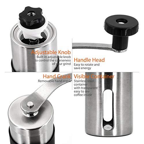 Winwintech 新しいより大きな容量30グラムミニ手動コーヒーミルグラインダーステンレス鋼コーヒー豆ハンドクランクポータブルミルで滑りを防 |  | 03