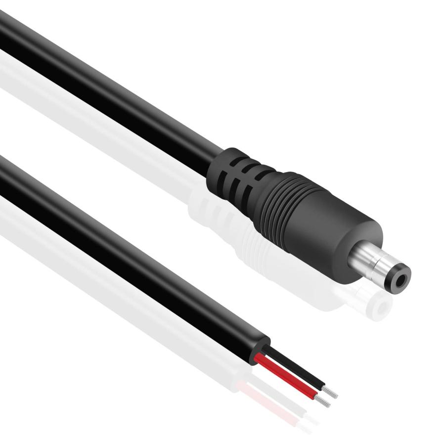 Mauknci DC電源ケーブル 5.5x2.1mm オス DCジャック 16AWG 10A 大電流用 DCプラグ 0.5m+1m 2本セット | 
