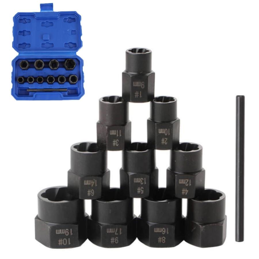 ＨＹＣＤＩＹＴＳ ナットツイスター11点セット ナットソケットセット9~19mm ナット取り外し ツイストソケット ナット抽出器 DIY ナット |  | 01