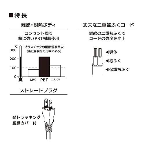 オームOHM 電機 延長コード 屋内用 電源タップ 1個口 2m ストレートプラグ ホワイト HS-T12EDLP22 00-1556 |  | 01