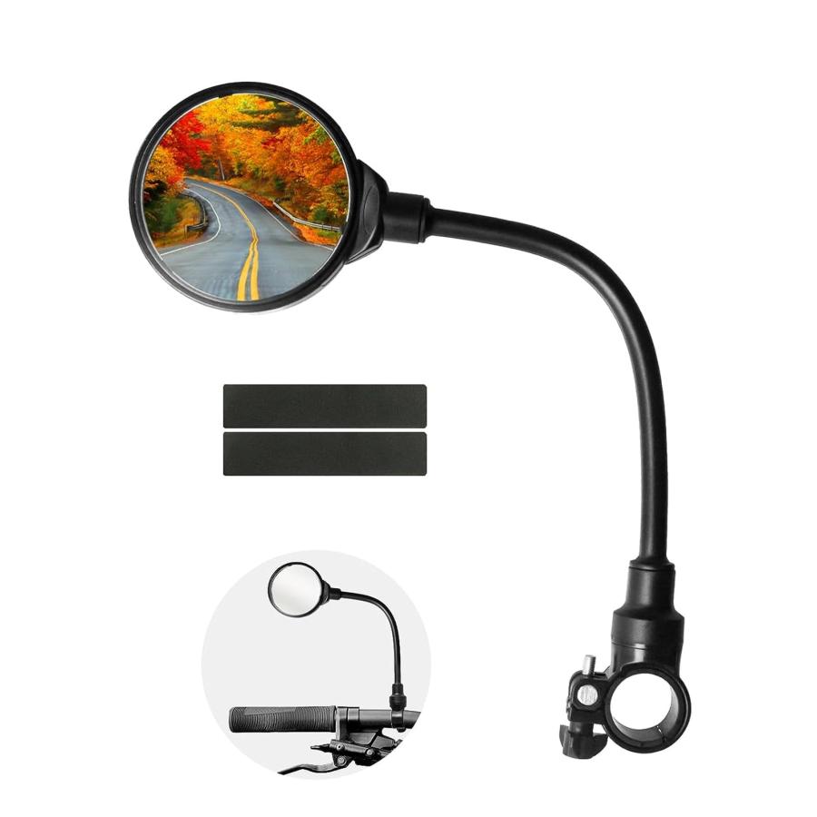 KALOLINNA 自転車バックミラー 調節でき バックミラー ロングタイプ 360°調整可能 回転可能 左右兼用 丸型 凸面 広視野角 簡単取 | 