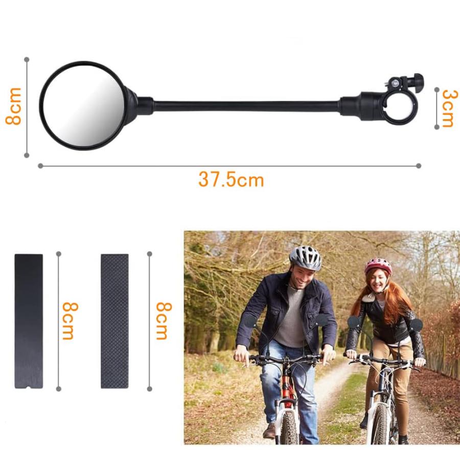 KALOLINNA 自転車バックミラー 調節でき バックミラー ロングタイプ 360°調整可能 回転可能 左右兼用 丸型 凸面 広視野角 簡単取 |  | 01