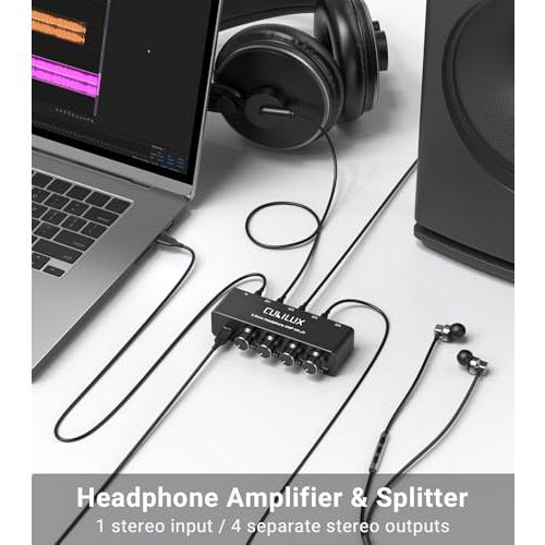 【互換品】 Cubilux 3.5mm イヤホン アンプ、4ウェイ ステレオ ヘッドホン アンプ、ミニ オーディオ アンプ、独立音量調整 |  | 01