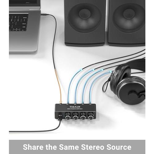【互換品】 Cubilux 3.5mm イヤホン アンプ、4ウェイ ステレオ ヘッドホン アンプ、ミニ オーディオ アンプ、独立音量調整 |  | 02