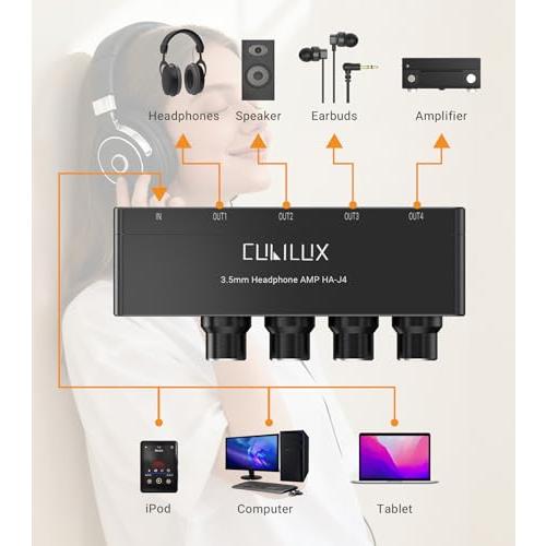【互換品】 Cubilux 3.5mm イヤホン アンプ、4ウェイ ステレオ ヘッドホン アンプ、ミニ オーディオ アンプ、独立音量調整 |  | 05