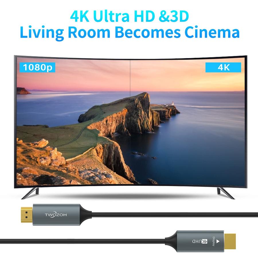 Twozoh 光ファイバーHDMI ケーブル 20M 4K 2.0 60Hz 1080P対応 18gbps超高速HDMI ケーブル 60P 4K |  | 05