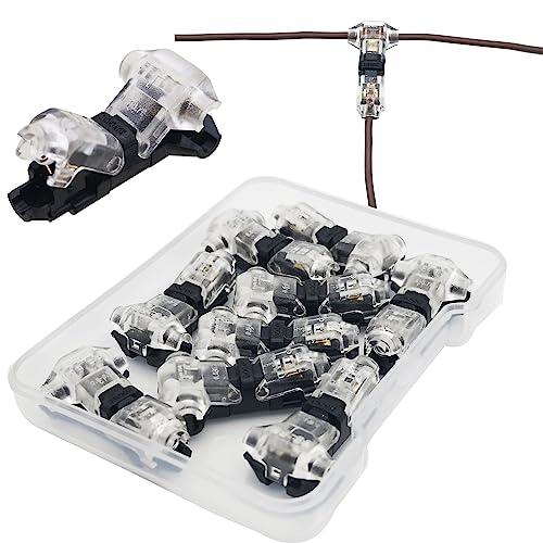 CESFONJER 10 PCSワイヤコネクタ1ピン1ウェイ低電圧ユニバーサルコンパクトワイヤTタイプコネクタ20/22 AWGケーブル（Tタイ |  | 01