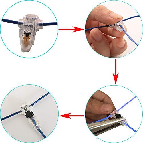 CESFONJER 10 PCSワイヤコネクタ1ピン1ウェイ低電圧ユニバーサルコンパクトワイヤTタイプコネクタ20/22 AWGケーブル（Tタイ |  | 03