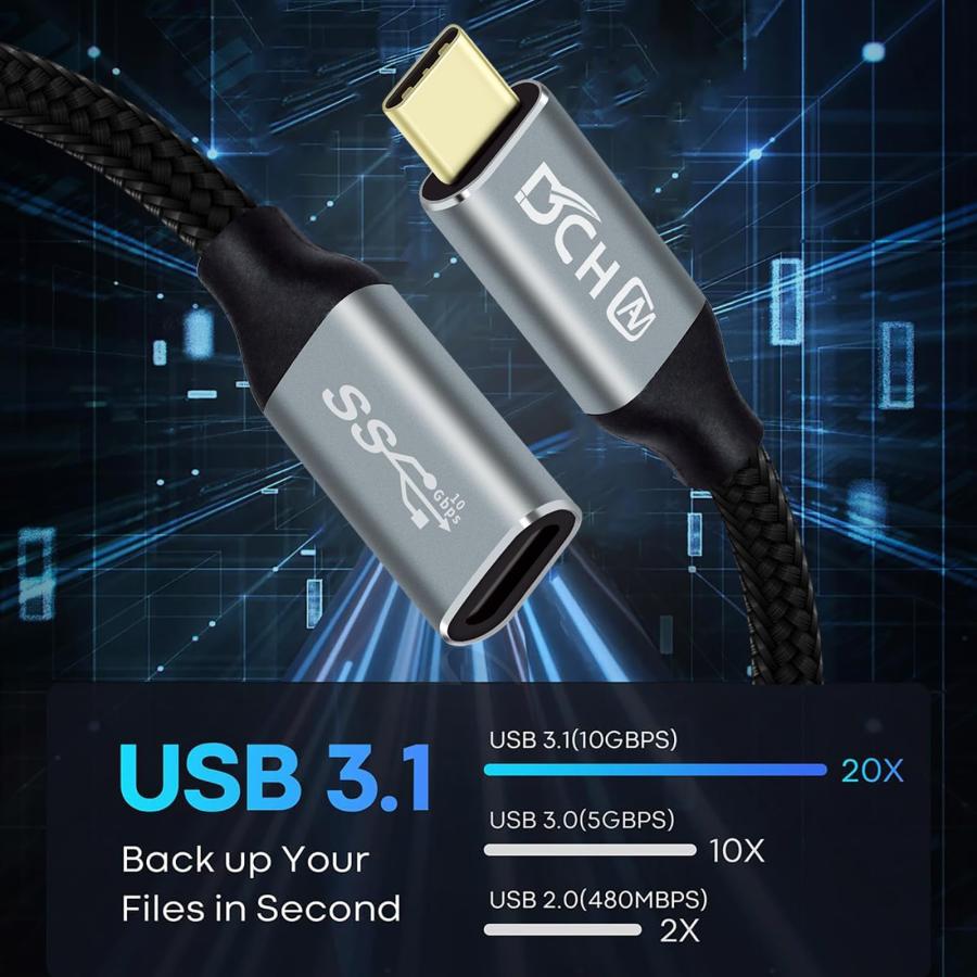 DCHAV USB Type-C 延長 ケーブル 2m PD 100W 20V 5A 超急速充電 4K 60Hz 映像出力 USB C メス U |  | 03