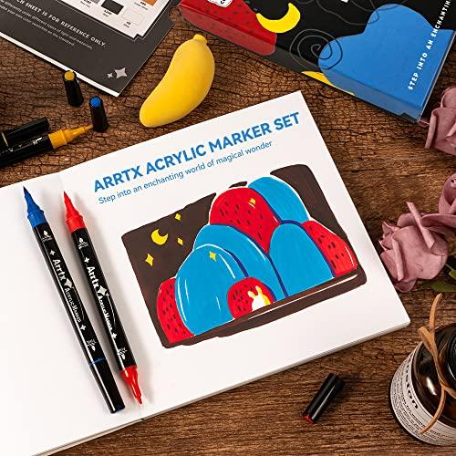Arrtx アクリルマーカーペン アクリル絵の具 32色 水性ペン ペイントマーカー カラーペン柔らかい先 筆・細字 耐水性 プラ板、布、かばん |  | 04