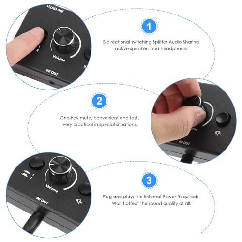 【互換品】 Hcskoss オーディオセレクター 3.5mm イヤホン分配器 オーディオミキサー ボリュームコントローラー オーディオセレクター オー |  | 05