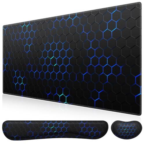 iCasso マウスパッド リストレスト３点セット 90ｘ40cm 大型 ゲーミングマウスパッド 低反発 キーボード用+マウス用 手首クッション | 