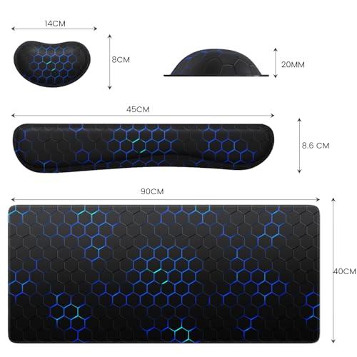 iCasso マウスパッド リストレスト３点セット 90ｘ40cm 大型 ゲーミングマウスパッド 低反発 キーボード用+マウス用 手首クッション |  | 07