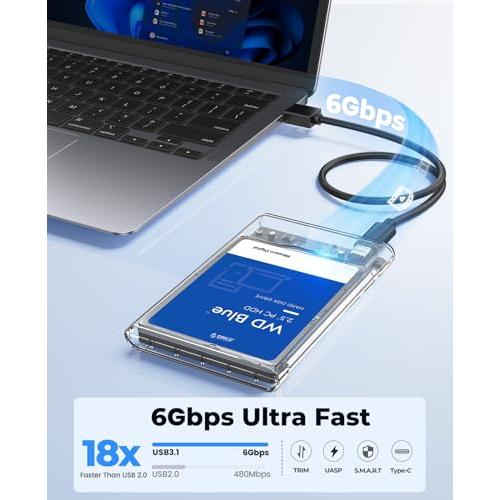 ORICO Type-C 2.5インチ HDD / SSD ケース USB C 3.1 GEN1 ドライブケース 6Gbps転送 透明 SATA |  | 01