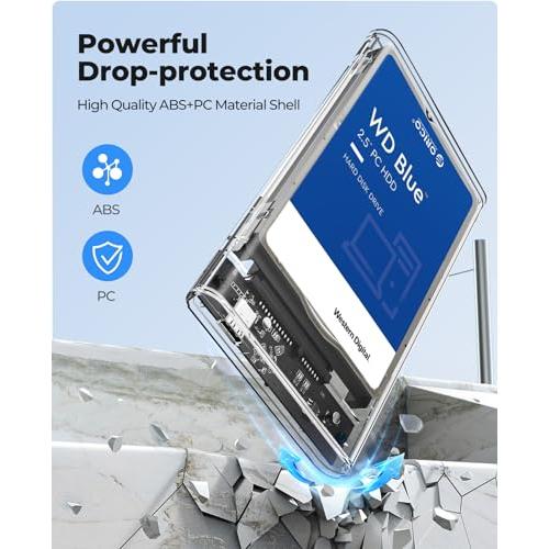 ORICO Type-C 2.5インチ HDD / SSD ケース USB C 3.1 GEN1 ドライブケース 6Gbps転送 透明 SATA |  | 02