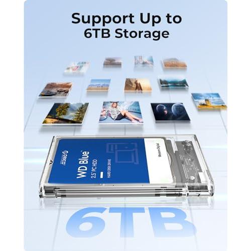 ORICO Type-C 2.5インチ HDD / SSD ケース USB C 3.1 GEN1 ドライブケース 6Gbps転送 透明 SATA |  | 05