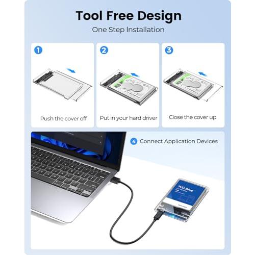 ORICO Type-C 2.5インチ HDD / SSD ケース USB C 3.1 GEN1 ドライブケース 6Gbps転送 透明 SATA |  | 07