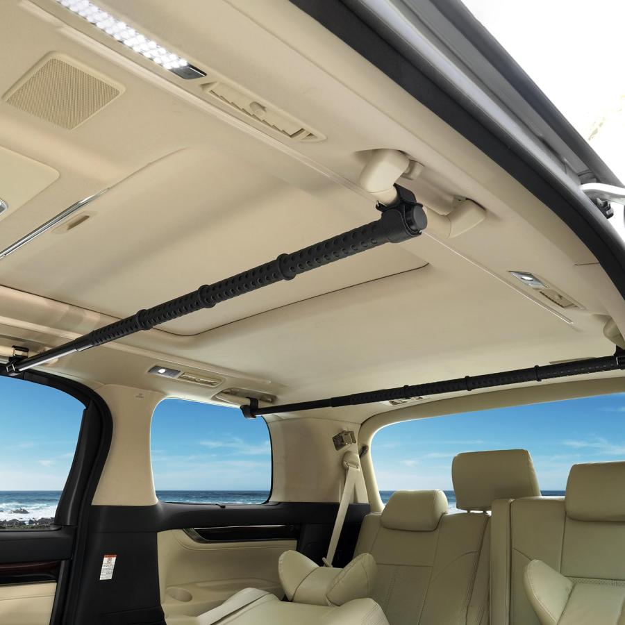 Auto Spec 車用ハンガーバー インテリアバー マルチグリップバー 83cm~156cm 伸縮自在 衣類ハンガー 車内用 引き込み式 収納 | 