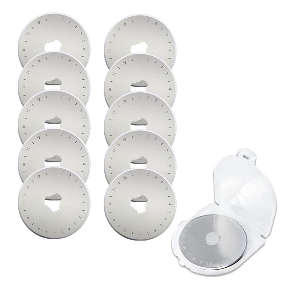 LOYELEY ロータリー カッター替刃 直径45ｍｍの円形刃 目盛りつく 10枚セット マルカッター円形ブレード ミシン目刃 手芸 不織布等の | 