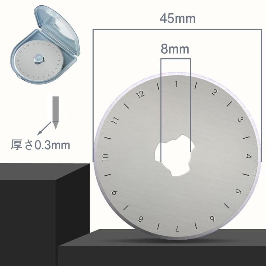 LOYELEY ロータリー カッター替刃 直径45ｍｍの円形刃 目盛りつく 10枚セット マルカッター円形ブレード ミシン目刃 手芸 不織布等の |  | 01
