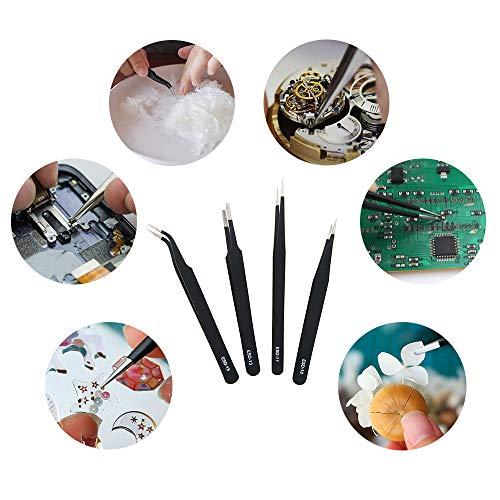 YFFSFDC プラモデル 模型 工具 精密 ピンセット 4種類 使い分け可能 プラスチックモデル/DIY/手芸/ネイル/電子工作などにも使用可 |  | 03