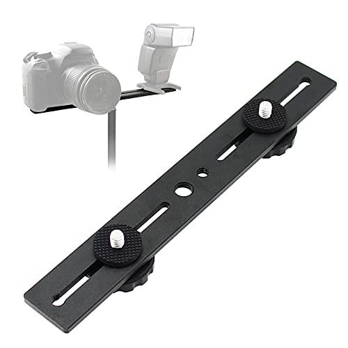 Zeetain 20cm デュアルスピードライト カメラマウント 三脚ブラケット フラッシュエクステンションバー 8インチ デュアル三脚ブラケッ | 